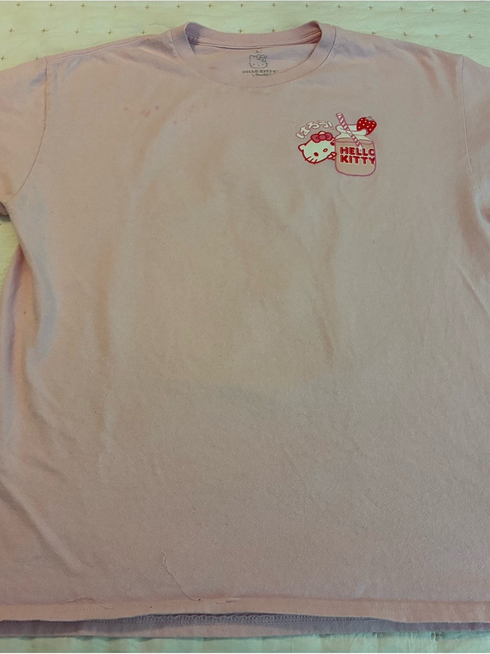 Hello Kitty Light Pink Tee with Strawberry Milk Shake Graphic